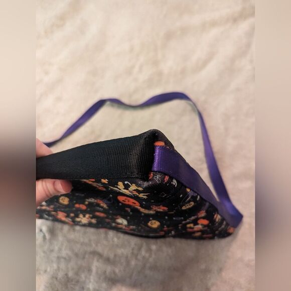 Harveys Halloween Print Crossbody Bag - Black & Orange with Purple Strap - Picture 5 of 9